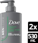 Dove Men+Care Fresh Nettoyer 2-in-1 Shampooing + Réchauffement du conditionneur & Renforce les cheveux frais & Nettoyez avec le menthol, 530 ML(Boîte de 2)