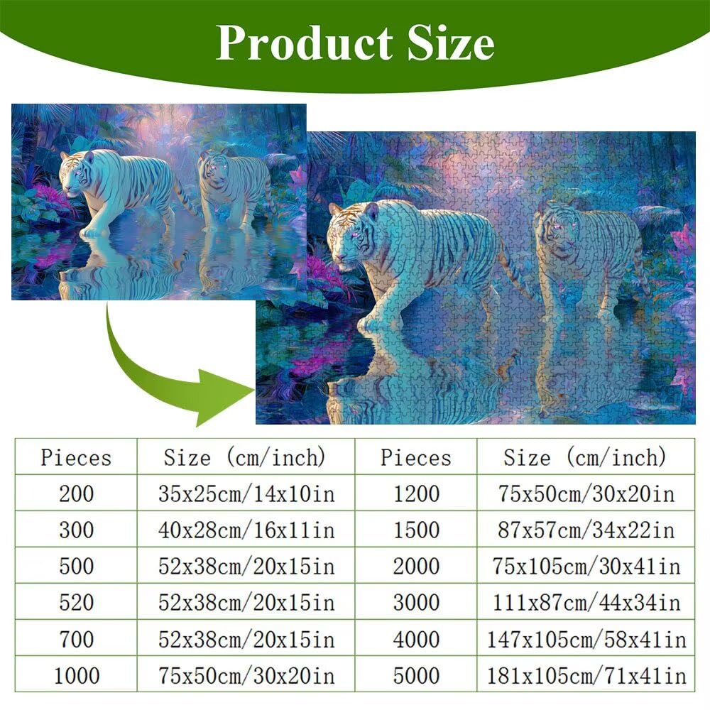 Puzzle 2000 elementów - Tygrys & Jezioro - Trwałe drewniane puzzle z literami z tyłu - 70 x 100 cm - Kreatywne hobby bez kurzu - Artykuł kolekcjonerski i 14 lat w ponad P3#346