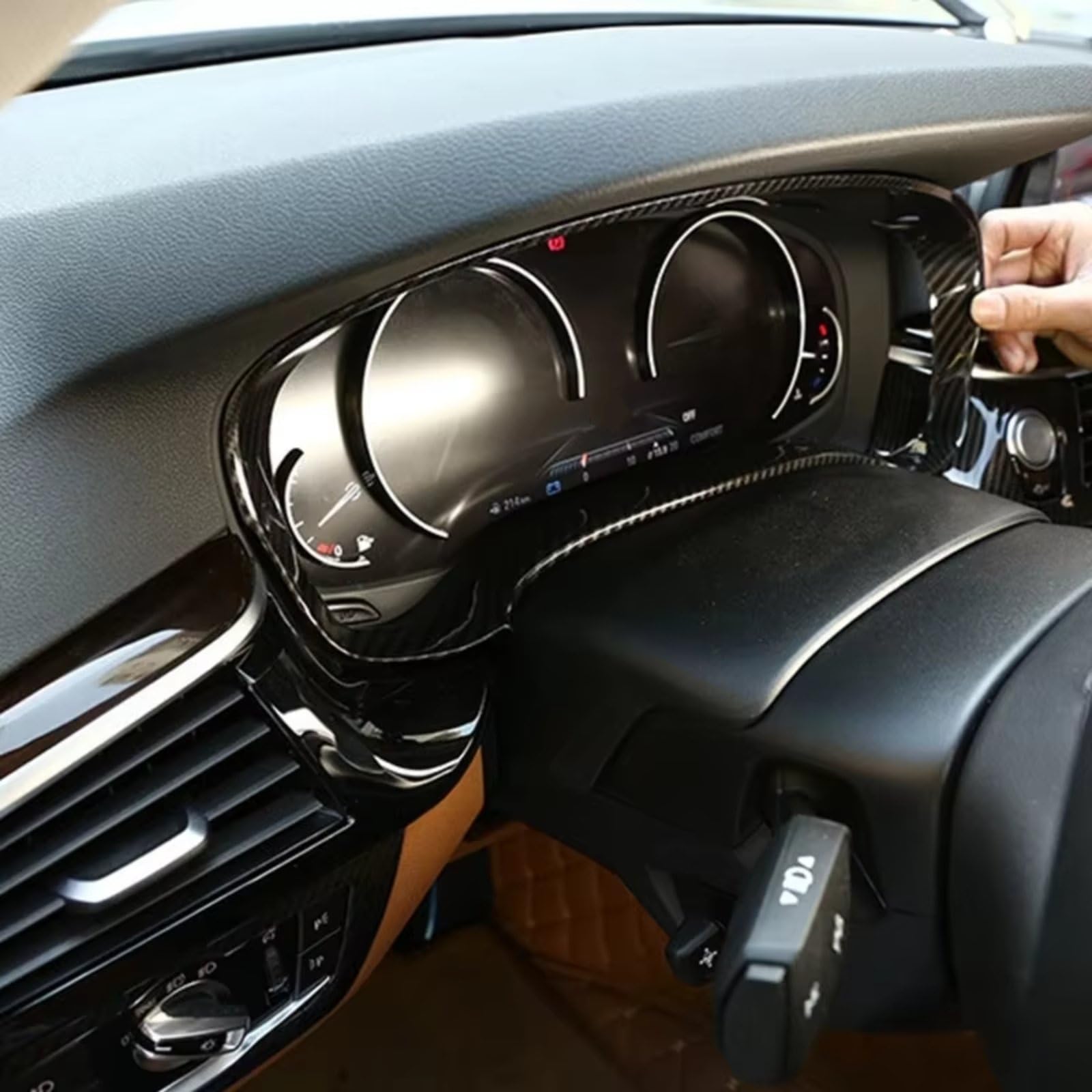 Innen Zierleisten Für 5 Series G30 2018-2022 Auto-Innenraum-Auto-Styling-Konsole Dashboard Tacho Rahmen Dekoration Abdeckung Trim(Carbon fiber style)