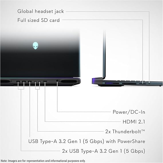 Alienware 16 Area 51 Gaming Laptop, Intel Ultra 9 275HX, 32 GB DDR5 RAM, 1 TB PCIe SSD, 16 WQXGA (2560x1600) 240Hz, NVIDIA G-Force RTX 5070Ti, Backlit Keyboard, W11 Pro, Liquid Teal+Traix Mousepad