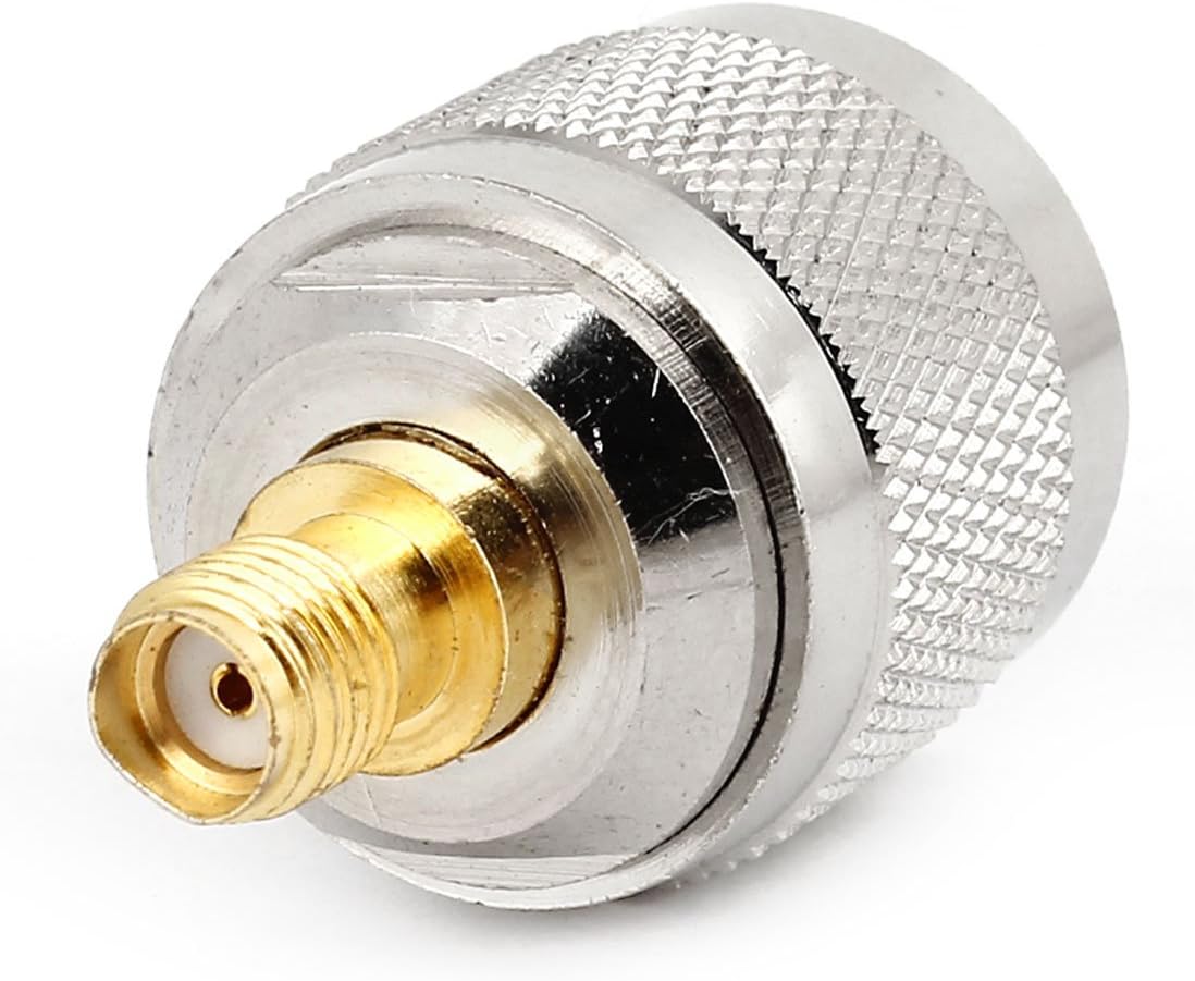 sourcing map Dual Tone SMA Female to N Type Male Plug Straight RF Connector Adapter, Gold,Silver - Image 4