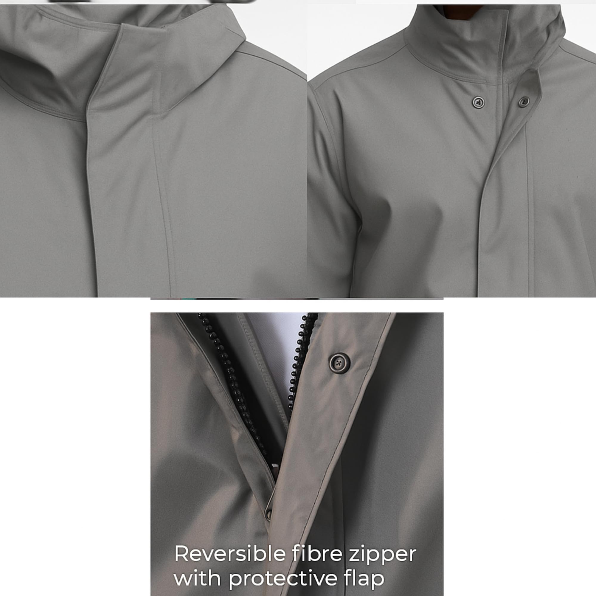 Unox Rain Coat for Men waterproof, GREY-XL Size Waterproof Raincoat Black with Pant Set suitable for Men, Women, Boys & Girls Adjustable Top and Bottom Rain Coat - Image 2 thumbnail