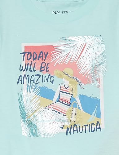 Miniatura 3 de Nautica Camiseta de manga corta para niñas con divertido diseño gráfico, camiseta de algodón con interior sin etiqueta