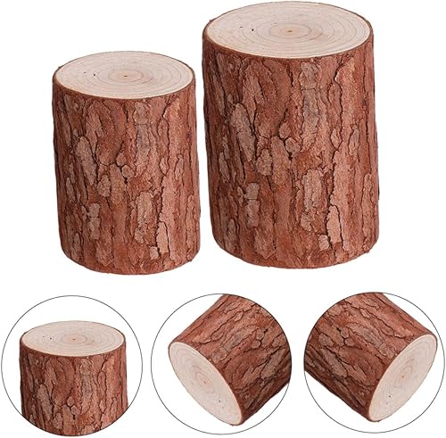 Miniatura 8 de jojofuny 2 piezas de miniaturas artificiales de tocón de árbol en miniatura, estante redondo para plantas, soporte para corteza de flores, para
