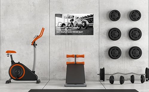 Miniatura 7 de SkenoArt Gimnasio motivacional arte de pared ganadores son aquellos que nunca renuncian decoración de pared con mancuernas en blanco y negro, lienzo