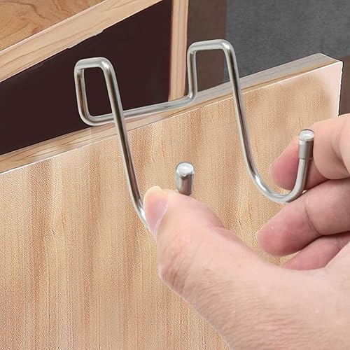 Miniatura 3 de yueton Paquete de 4 ganchos de acero inoxidable para armarios de cocina, cajones de cocina, ganchos dobles en forma de S para cocina, armario,