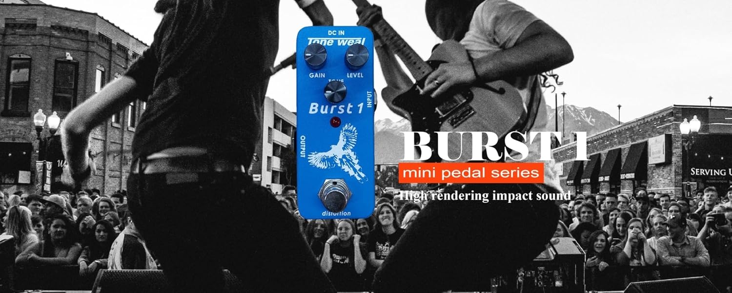 Part of the MINI pedal series Burst1 Distortion MINI Pedal, Vintage and pro-quality, High-Impact Metal Tones, High rendering impact, Perfect for Hobby Metal Players, Designed/Made in Taiwan