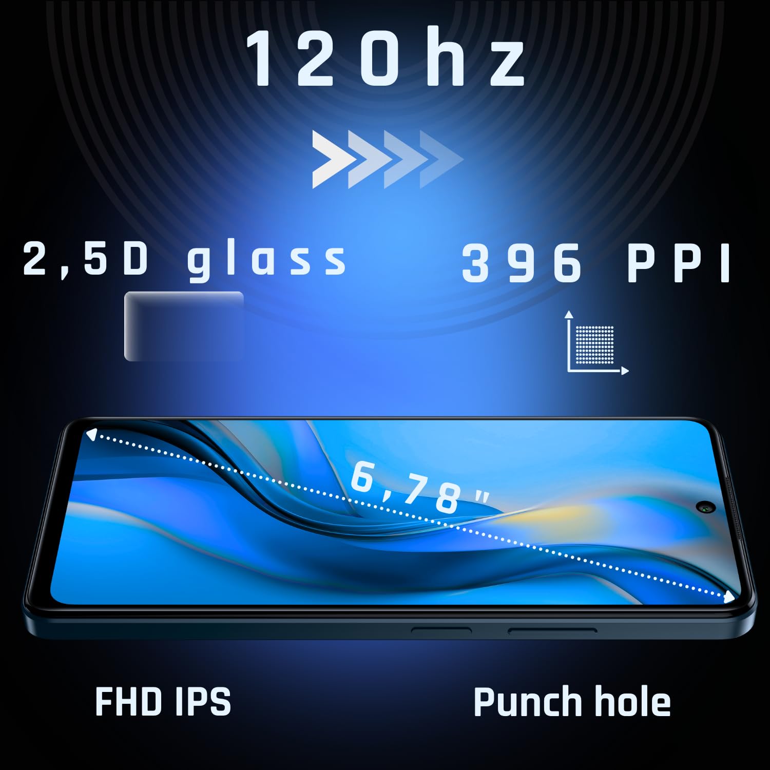 Limitowany smukły i elegancki smartfon z funkcją NFC myPhone N23 Plus 5G midnight blue, bateria 5000mah aparat 50mpx, wyświetlacz FHD+ 256 GB, do16GB RAM Android 14