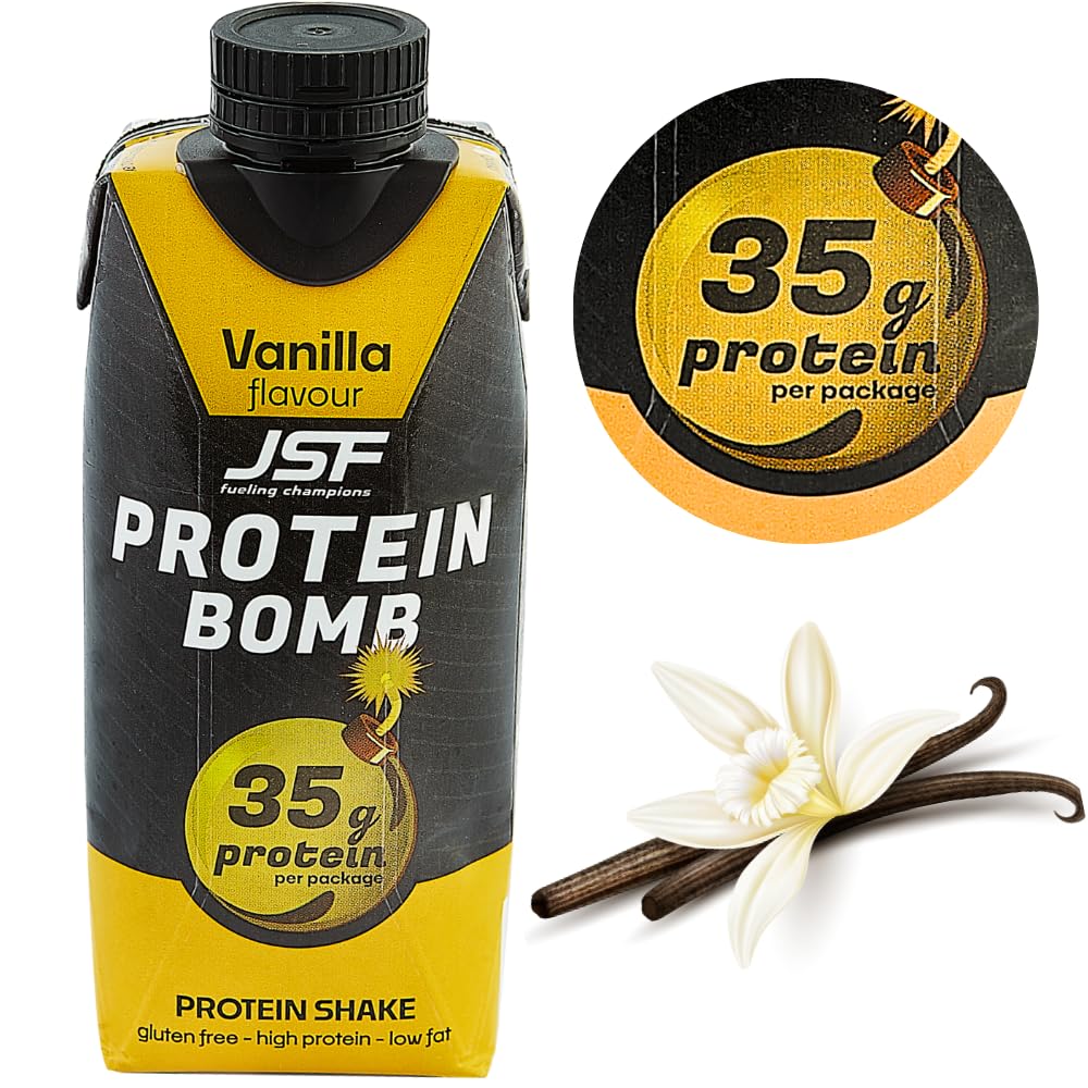 JSF fueling champions 18x Protein Shake 350 ml zestaw – bez dodatku cukru, 35 g białka, napój białkowy – wanilia – bezglutenowy – posiłek do picia, zamiennik posiłku