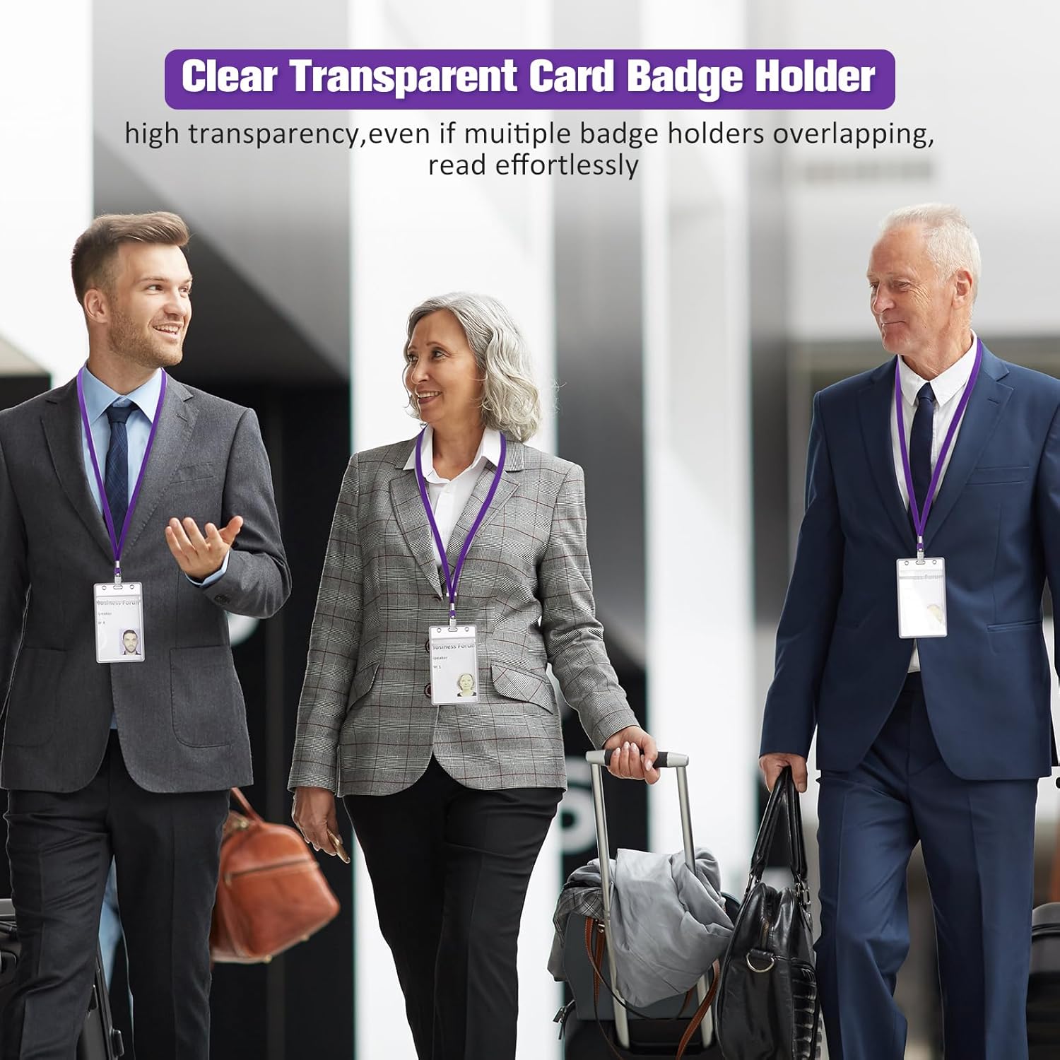 Marspark 100 Pcs Name Tag Lanyards with ID Holder Lanyards for ID Badges Resealable Flat Neck Name Tag with Clip Waterproof Plastic Clear Badges Bulk for School Office Supplies (Purple) - Image 6