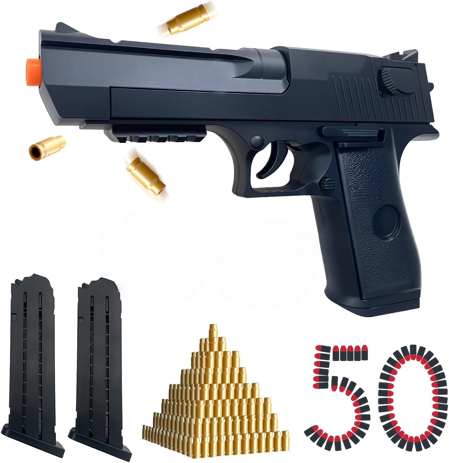 Shell-Ejecting Toy Gun Blaster - Toys for Ages 6+ Kids Teens Adults, Safe Foam Bullets with 32ft Range, ASTM-Certified & Goggles, Perfect Christmas Birthday Gift Black