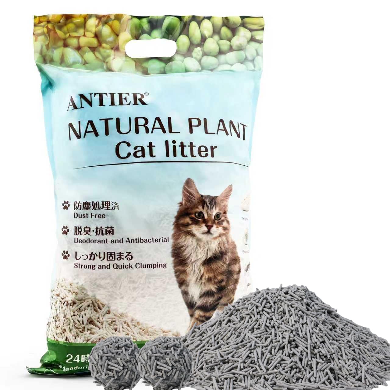 ANTIER Fresh & Clean: Pure tofu cat litter charcoal scent，Premium Tofu Cat Litter for Effortless Pet Care, Flushable,Dust-Free and Odor Control, Charcoal deodorant formula 6L(2.5KG)
