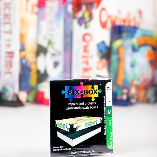 Juego mediano: repara y protege tu juego y caja de rompecabezas. Engancha las esquinas de la tapa rotas para cubrir daños y reforzar la caja.