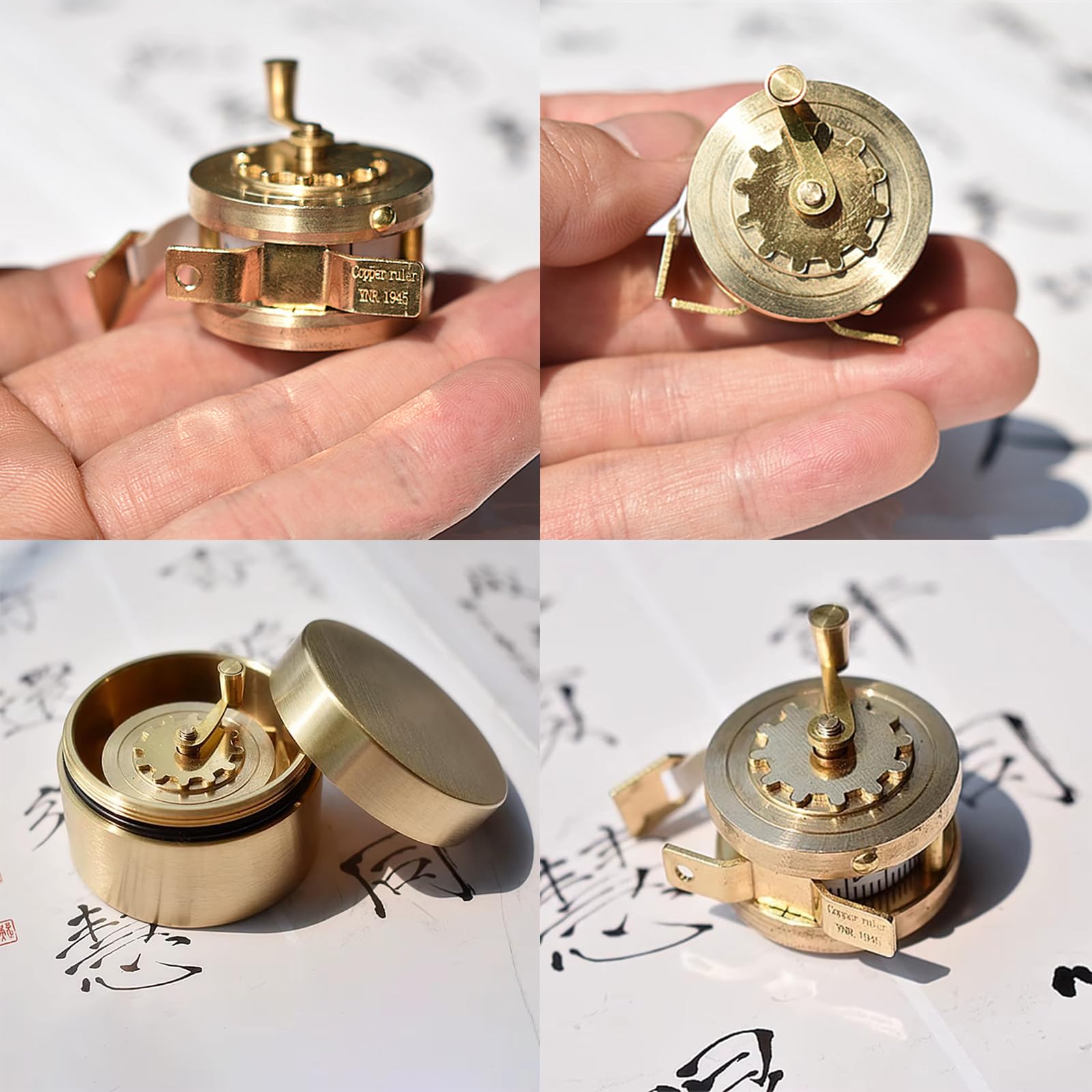 Mini Cinta Métrica Vintage De Cobre, Herramienta Manual Retráctil para Costura Y Sastrería, con Volante De Latón/Caja De Cobre, 1 M De Medición Práctica, para Costura Y Manualidades