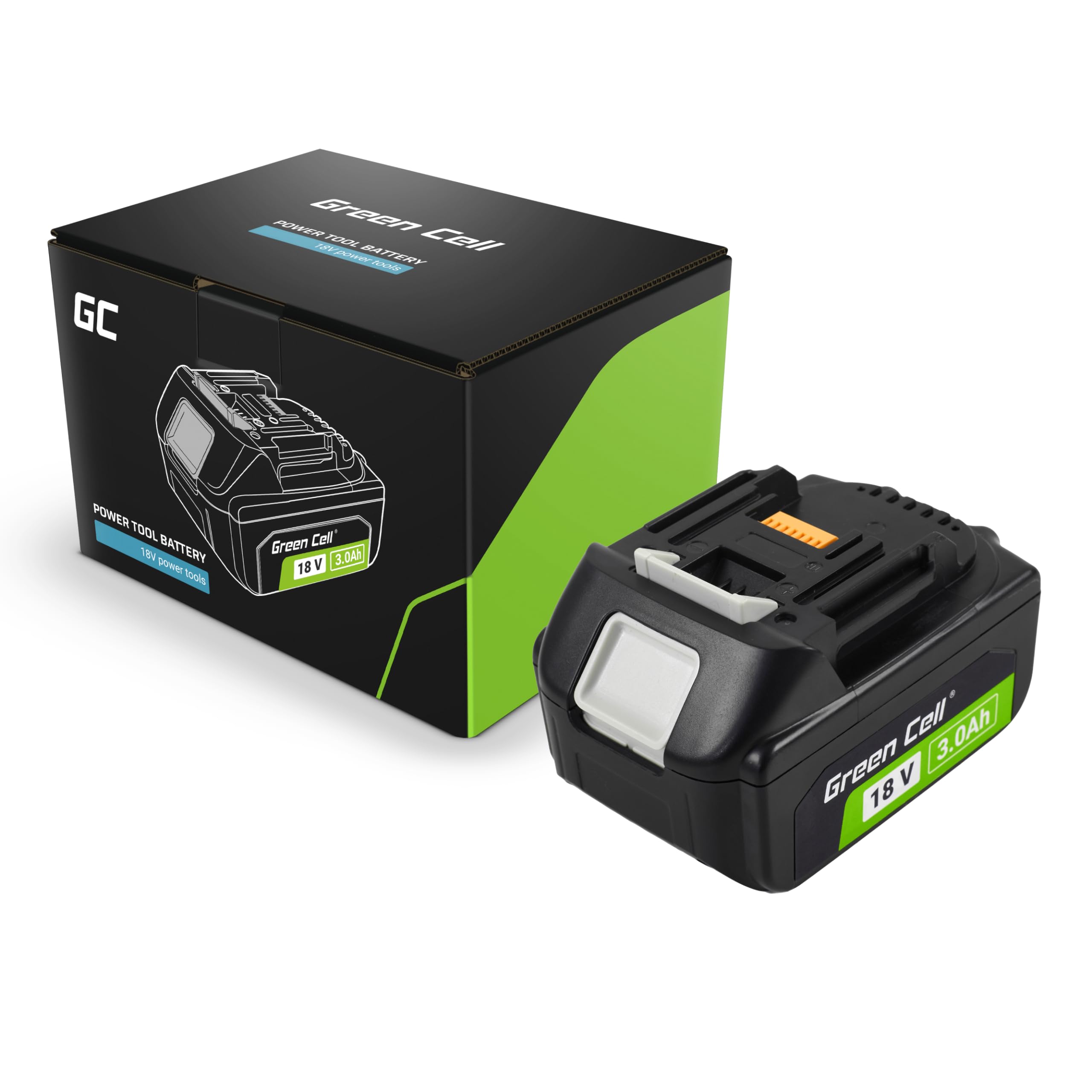 Green Cell (3Ah 18V Li-Ion) BL1830 BL1850 BL1840 BL1860 BL1830B Battery 3000mAh Replacement Battery for Makita LXT 18 V System with Battery Charge Indicator No Memory Effect