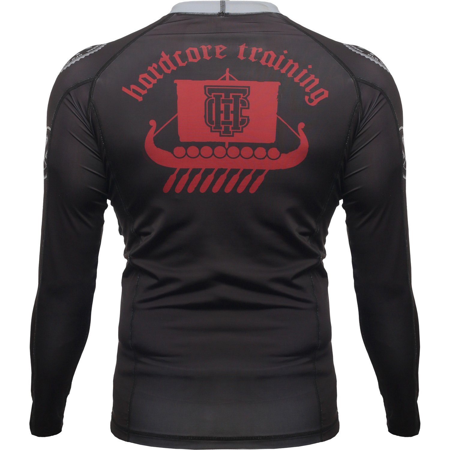 Hardcore Training Rash Guard Mężczyźni Kompresja Koszulka Długi Rękaw BJJ MMA No-Gi Obcisła Grappling Boks (DE/NL/SE/PL, Alfa, XS, Regularny, Regularny, Czarny Czerwony Szary)