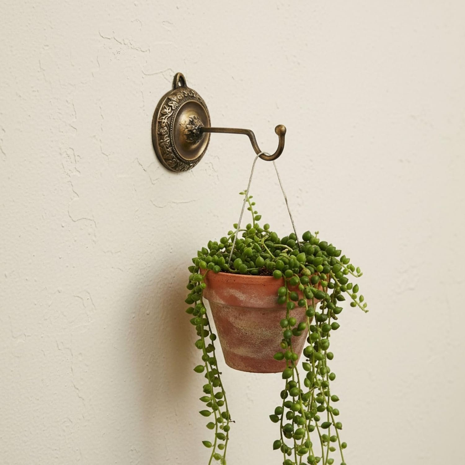 Brass Wall Hook for Planter Hanger – Minimalist Plant Bracket, Vintage Wall Decor, Curtain Hanger, Window Rack for Home & Garden