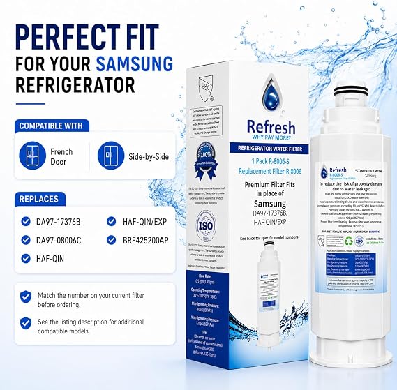 Refresh Refrigerator Water Filter Replacement, Samsung DA97-17376B, 2-Pack