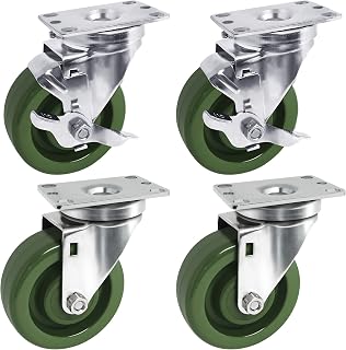HANDSAMMU 4"X1.5" Heavy Duty Casters-High Temperature Oven Rack Casters, Industrial casters-Set of 4 with Loading Capacity: 2800LB (2 Brake &2 Swivel)