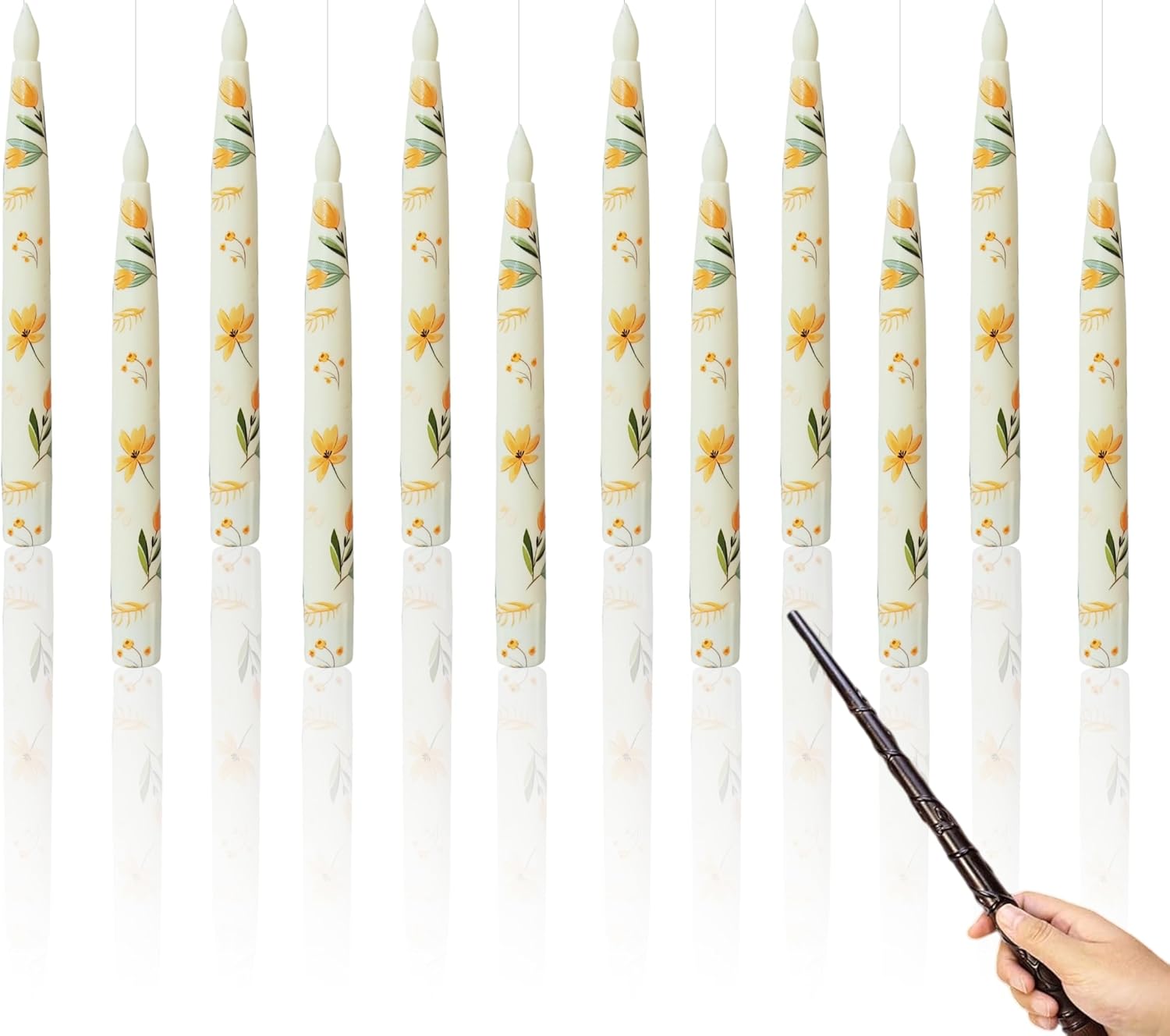 Floating Candles with Magic Wand Remote 12 Pack Butterfly LED Battery Operated Flickering Hanging Harry Potter Window Flameless Taper Candles for Home Indoor Party Decor
