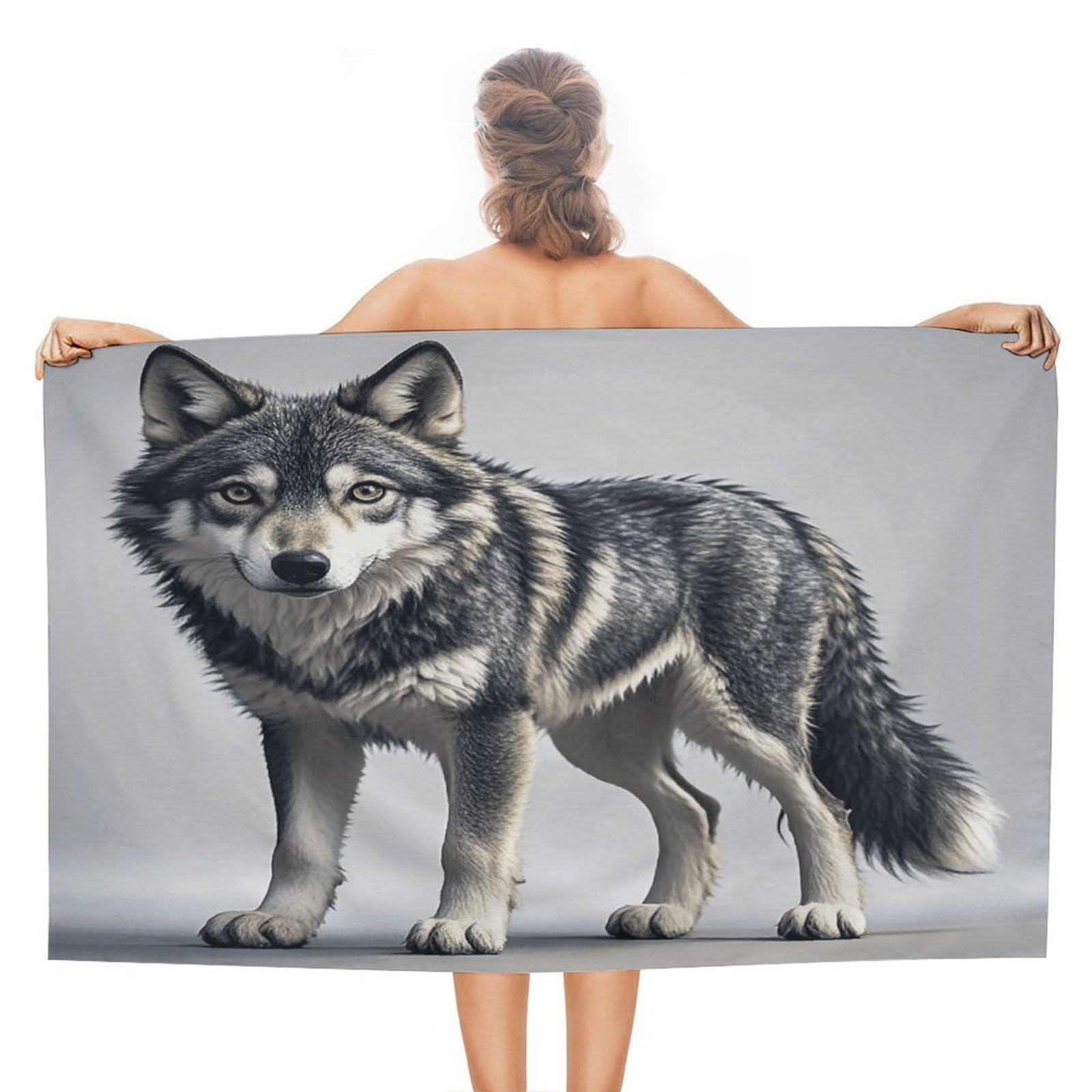 VstaDank Cute Wolf Beach Towel 51x31 Inch Oversized Soft Bath Towel Luxury Plush Thick Hotel Swim Pool Towels Super Quick Dry Travel Towels for Camping Gym Sports Yoga