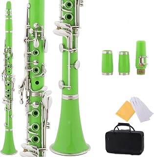 ZUZU Color Clarinet Clarinet Clarinet B Flat Abdominales Bolso De Tela De Clarinete De 17 Teclas De Resina Verde Clarinete Estudiantes