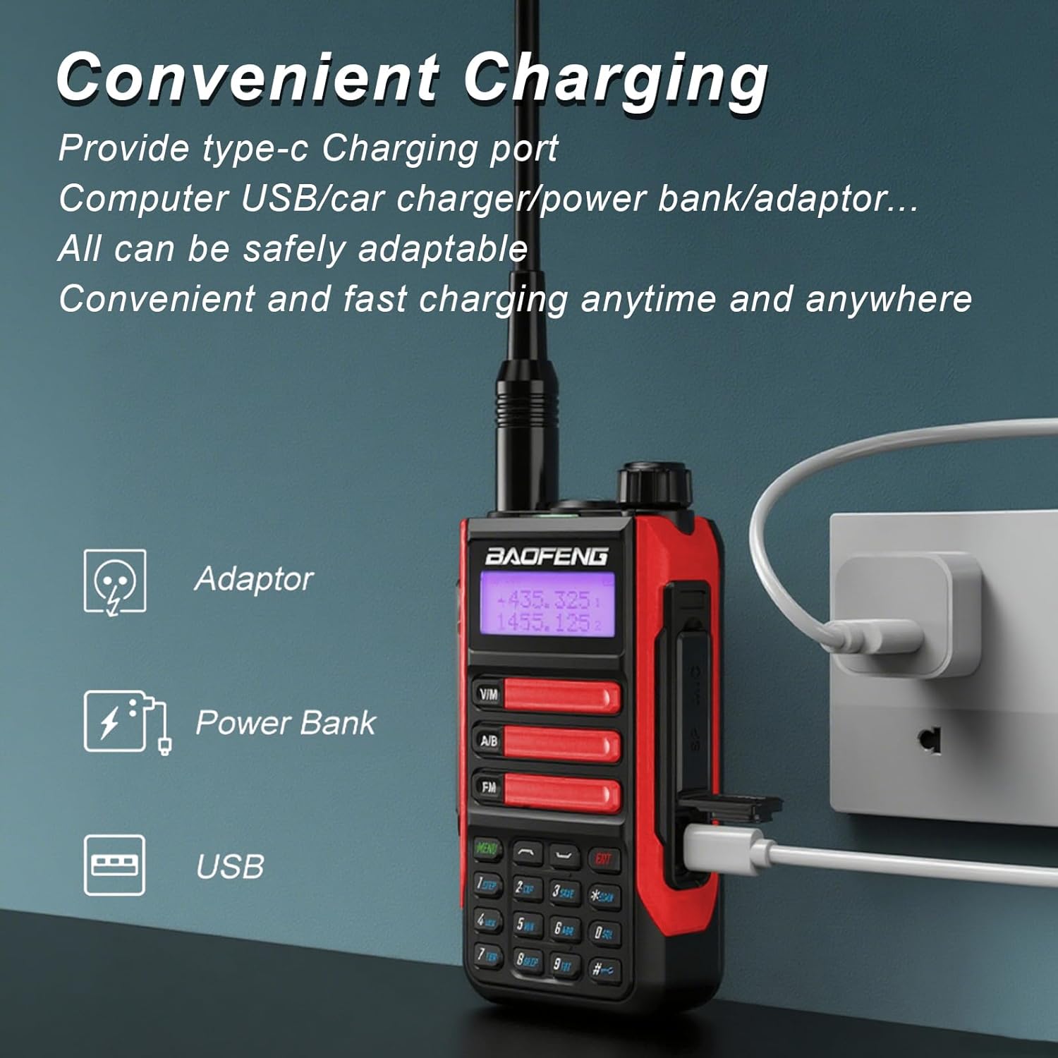 BAOFENG UV-16R with USB-C charging options