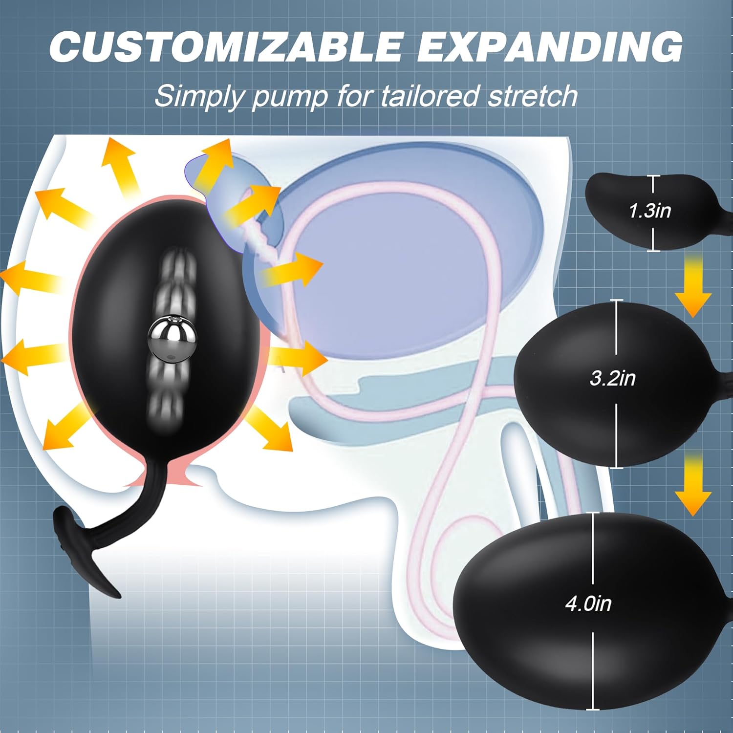 Inflatable Butt Plug Large Butt Plug - AMPLPUMP Magnetic Inflatable Dildo Wearable Huge Buttplug with Rolling Steel Ball, Anal Trainer Stretcher Silicone Expander, Adult Toys for Men Women