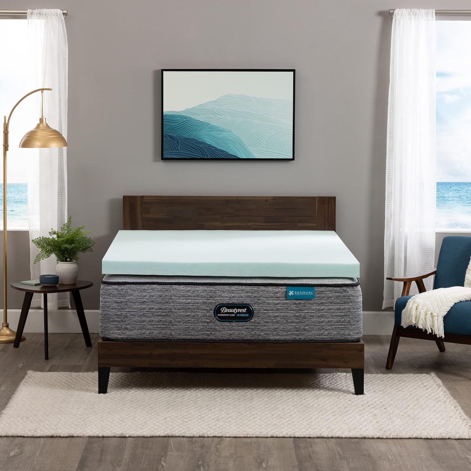 Beautyrest Thermagel Deluxe Cooling Pressure-Relieving Memory Foam Mattress Topper Twin XL 3-Inch Blue