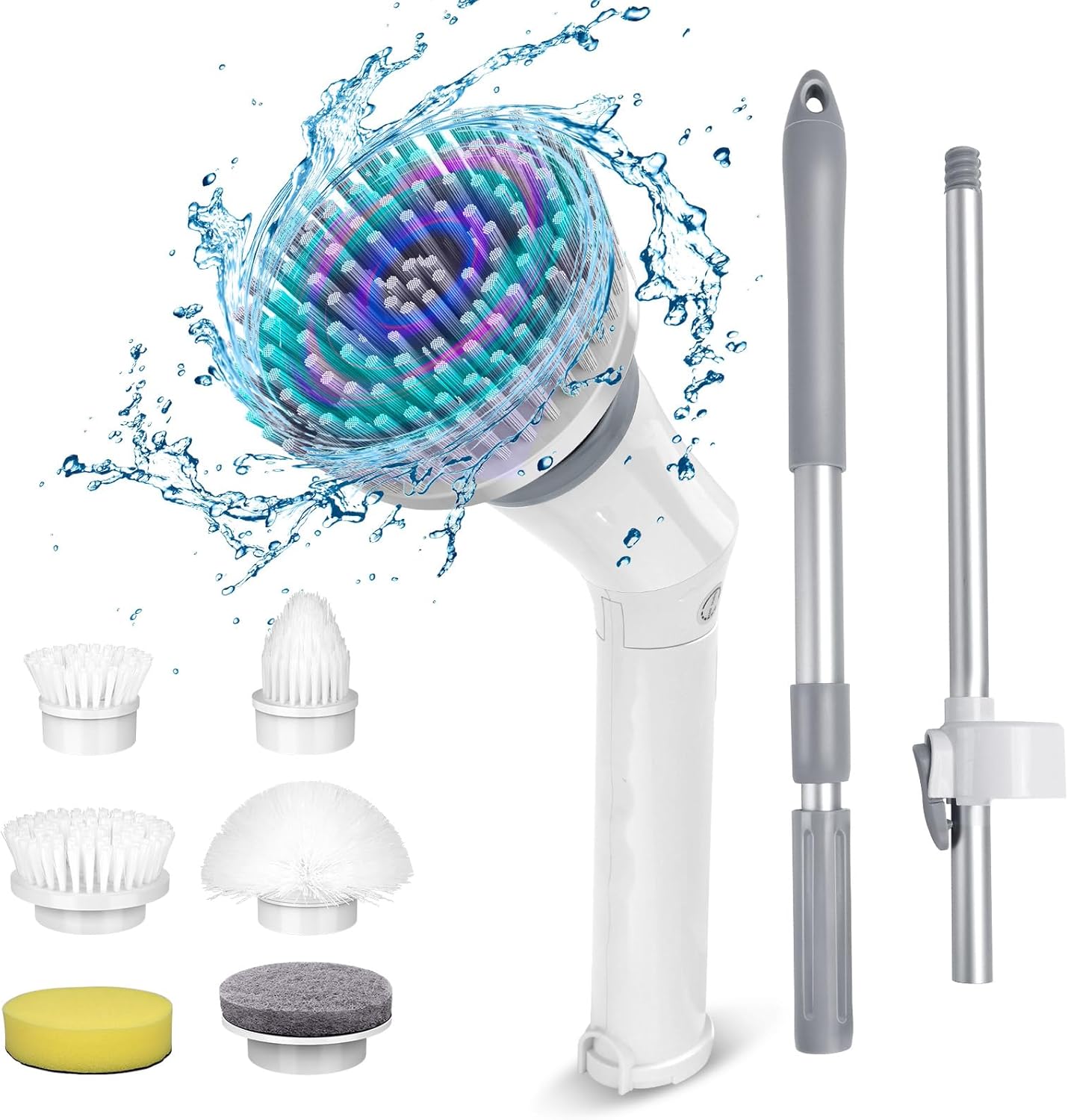 Qimedo Handheld Spin Scrubber with Extended Long Handle