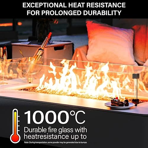 Miniatura 4 de NUPICK Vidrio ignífugo de 20 libras, vidrio reflectante de 12 pulgada, compatible con vidrio para hoguera y vidrio de chimenea, color negro