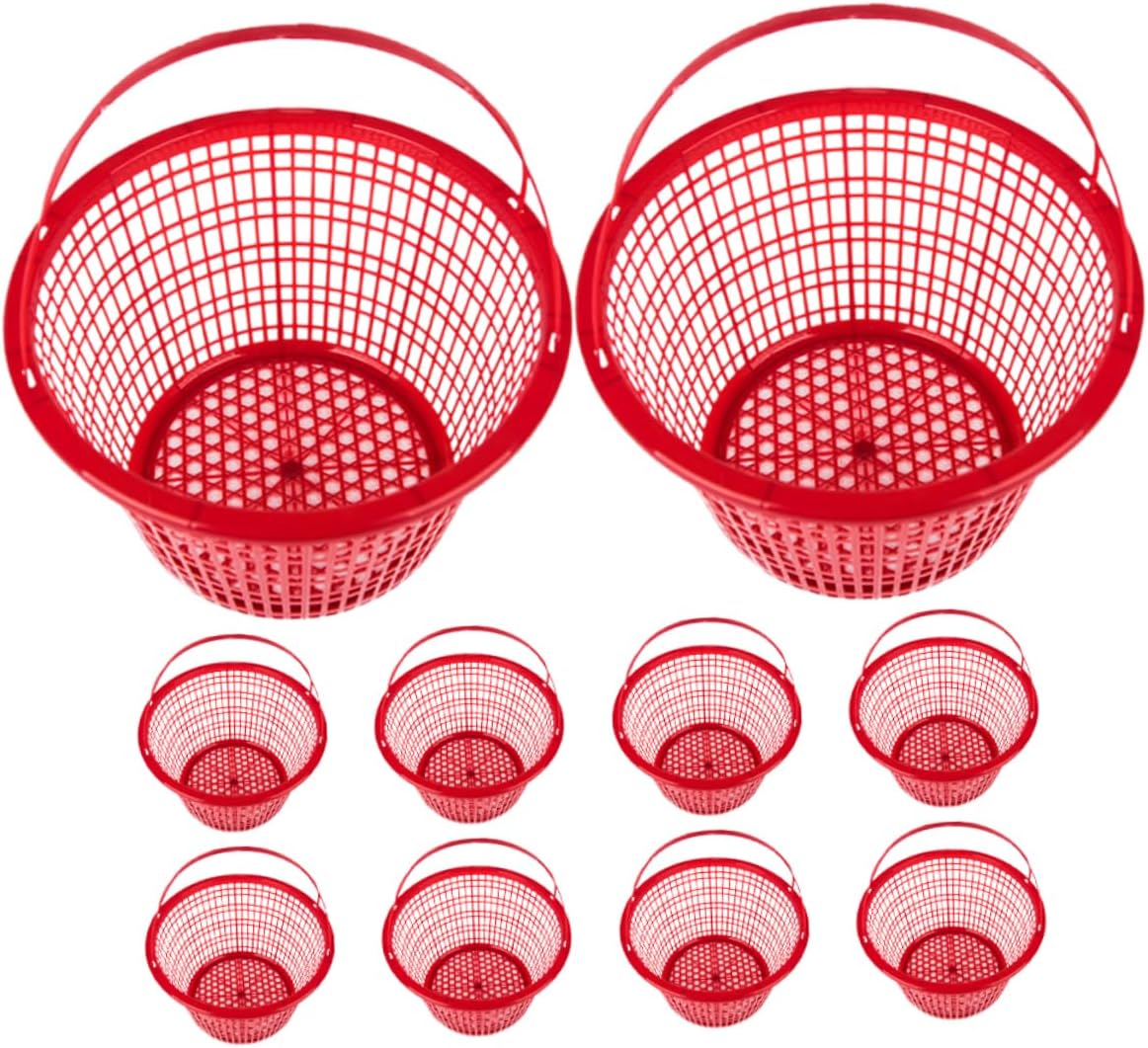 10pcs Handheld Fruit Picking Baskets Round Strawberry and Berry Containers Plastic Handles for Easy Harvesting Convenient Mini Shopping Baskets for Vegetables and Fruits