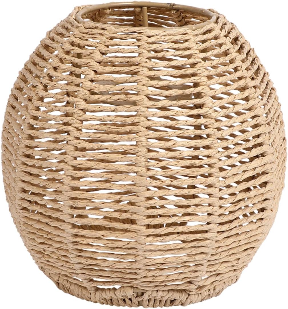 Rattan Lamp Shade for Pendant Lamp Rattan Basket Light Fixture Bedside House Reading Living Room Home Hallway Dining Khaki