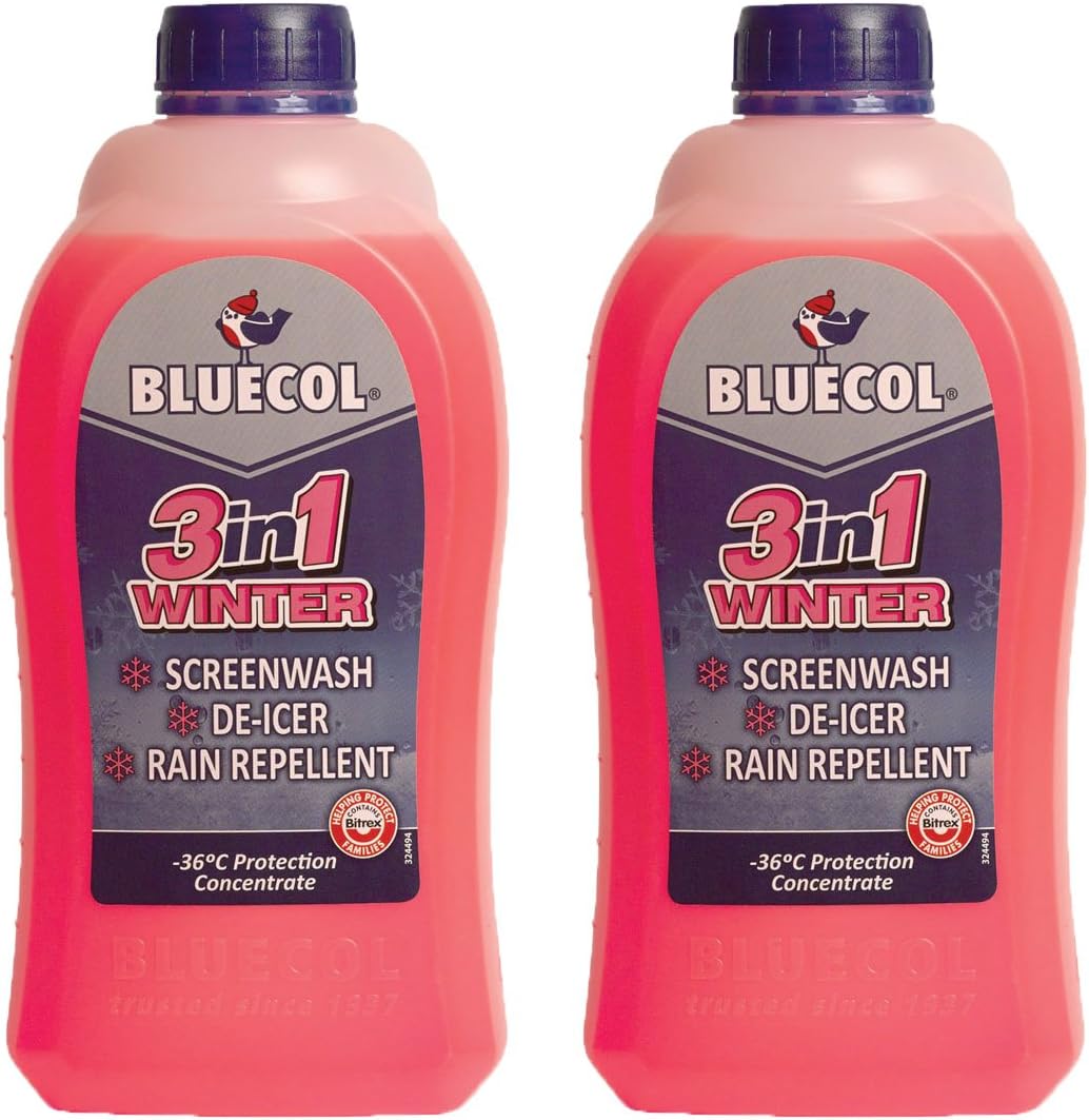 2 x Bluecol 3in1 Winter Screen Wash De Icer & Rain Repellent 1 Litre