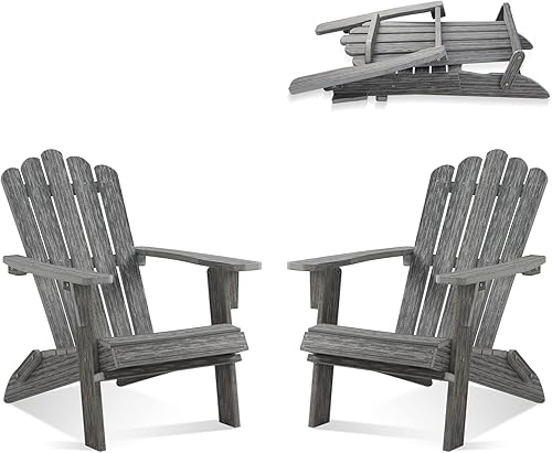 Silla Adirondack plegable, silla para hoguera de madera de polietileno, sillas de patio duraderas para todo tipo de clima, para jardín, soporte de