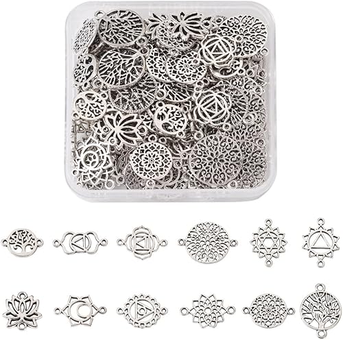 Vista 34 de FASHEWELRY 16 piezas de aretes de turquesa de estilo tibetano, joyería occidental redonda plana, joyería occidental, colgantes de piedras preciosas