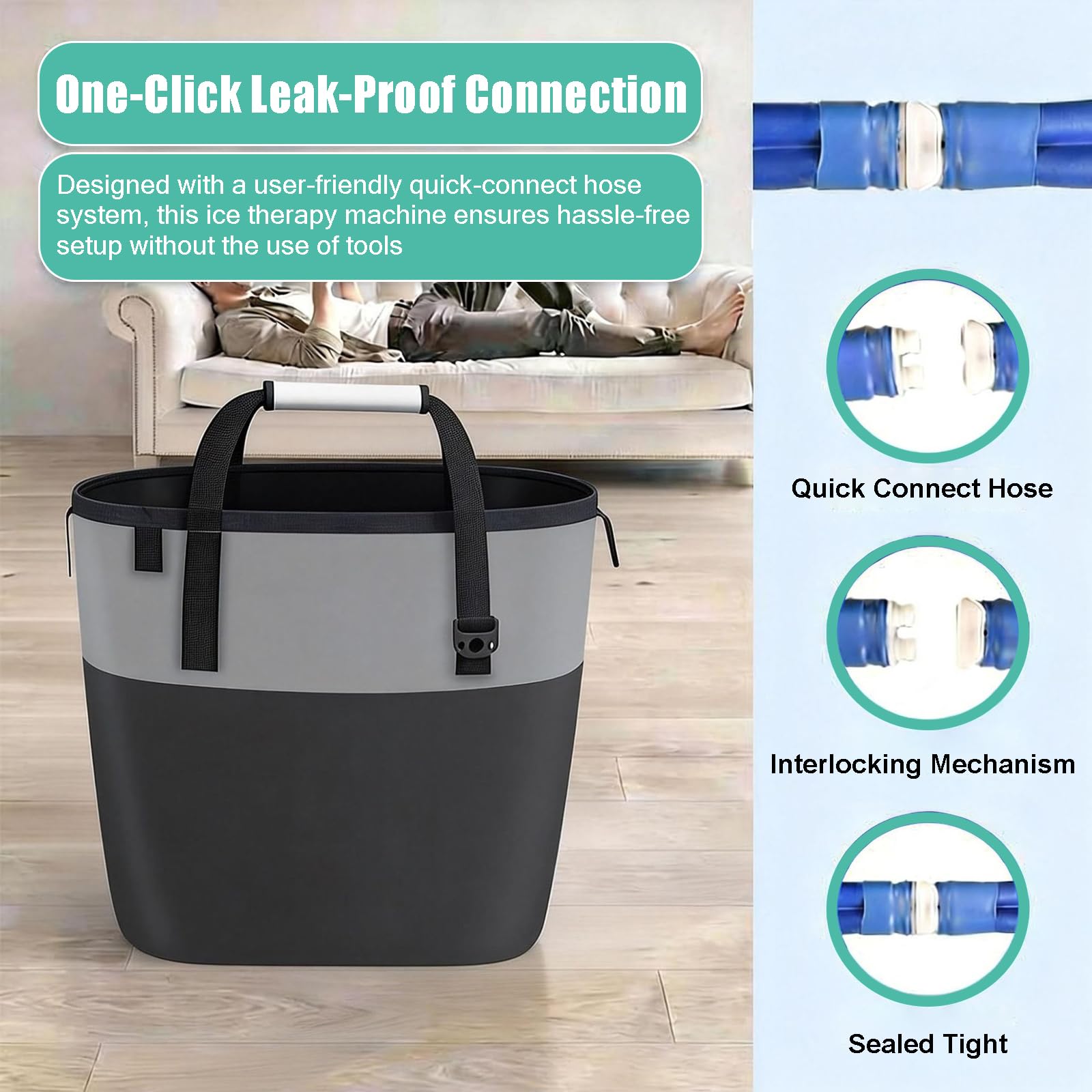 Máquina de Hielo para Rodilla Después de la Cirugía, Máquina Portátil de Terapia con Frío con Temporizador Programable, Lesiones Deportivas, Alivio del Dolor de Crioterapia Green