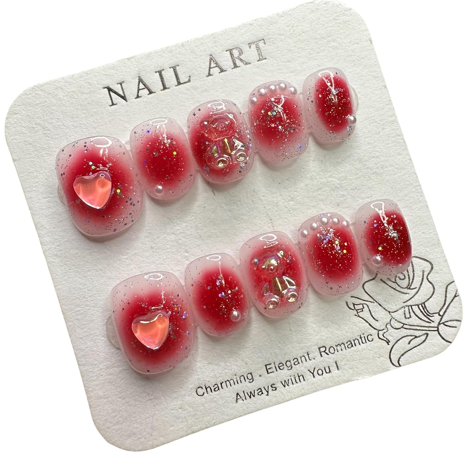 JC Handcrafted Press On Nails Kit, Short Length Nail Press Ons, Durable, Easy Application, Stylish Impress Press On Nails, Perfect for Daily Wear & Special Occasions (M19, M)