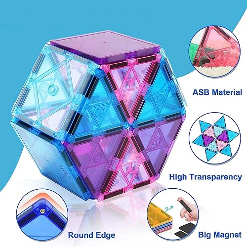 Miniatura 3 de Bloques magnéticos de azulejos congelados, juego de construcción de castillo, 110 piezas STEM preescolar juguetes de aprendizaje para niños y niñas