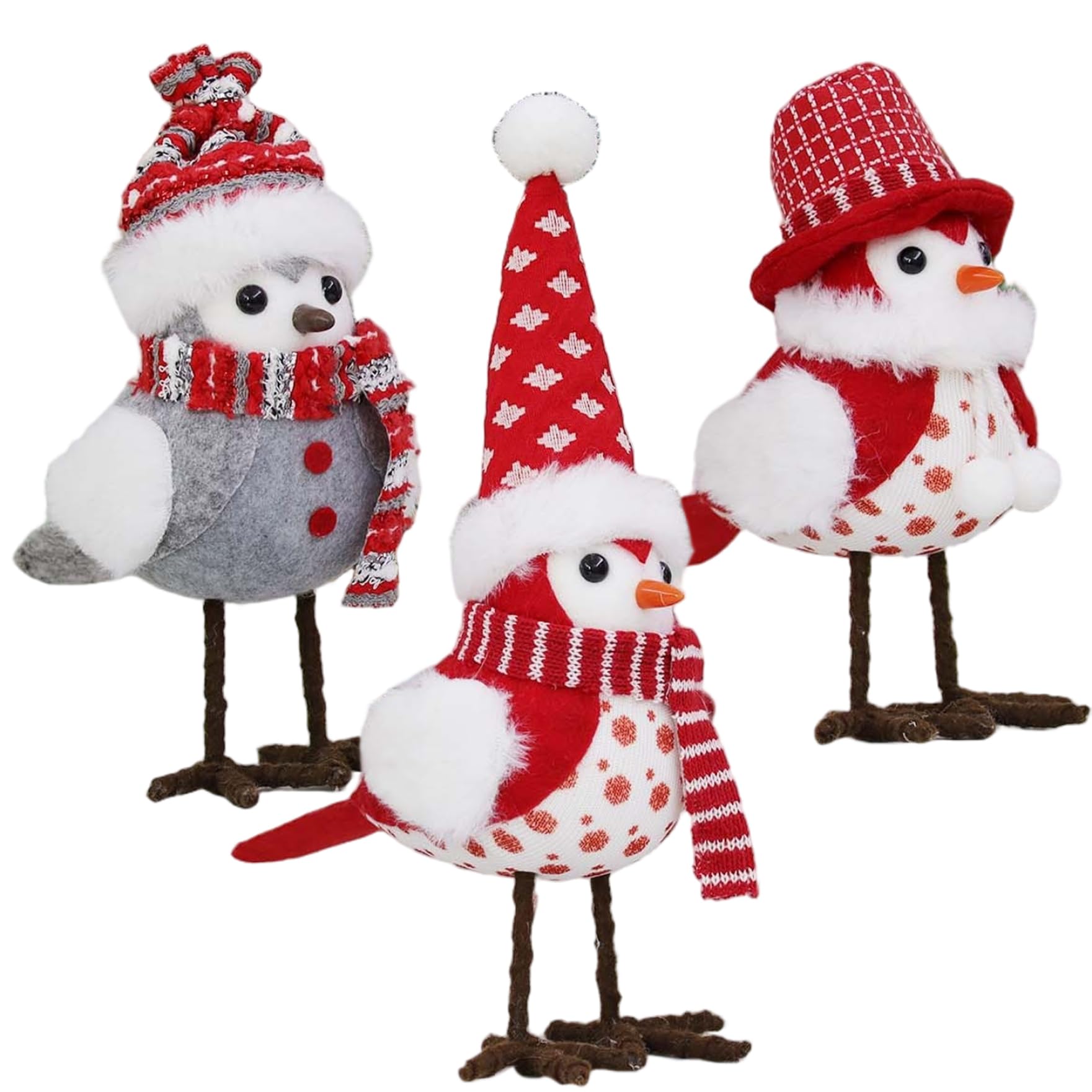 Oiseaux de Noël Gcroet pour cheminée et cuisine, figurines festives en tissu pour la maison