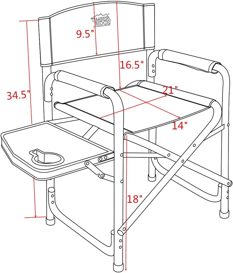 Timber Ridge Directors Chair with Side Table Aluminum Frame Portable Lightweight Folding Camp Chair for Outdoor Camping, Patio, Lawn, Garden, Support 300lbs