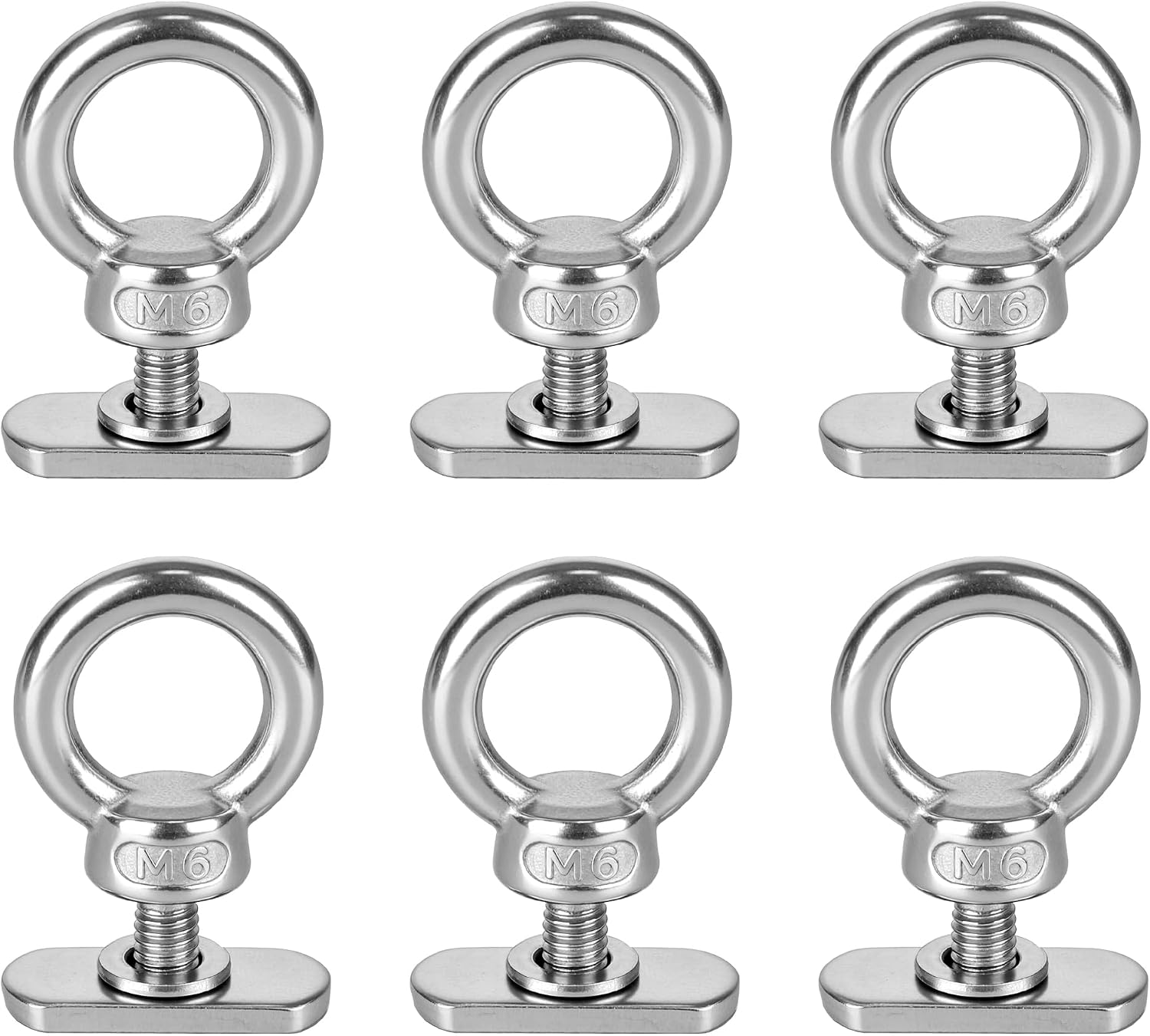Kayak Track Mount Tie Down Eyelet for Canoe Boat Rail Tracks, 6 Pack