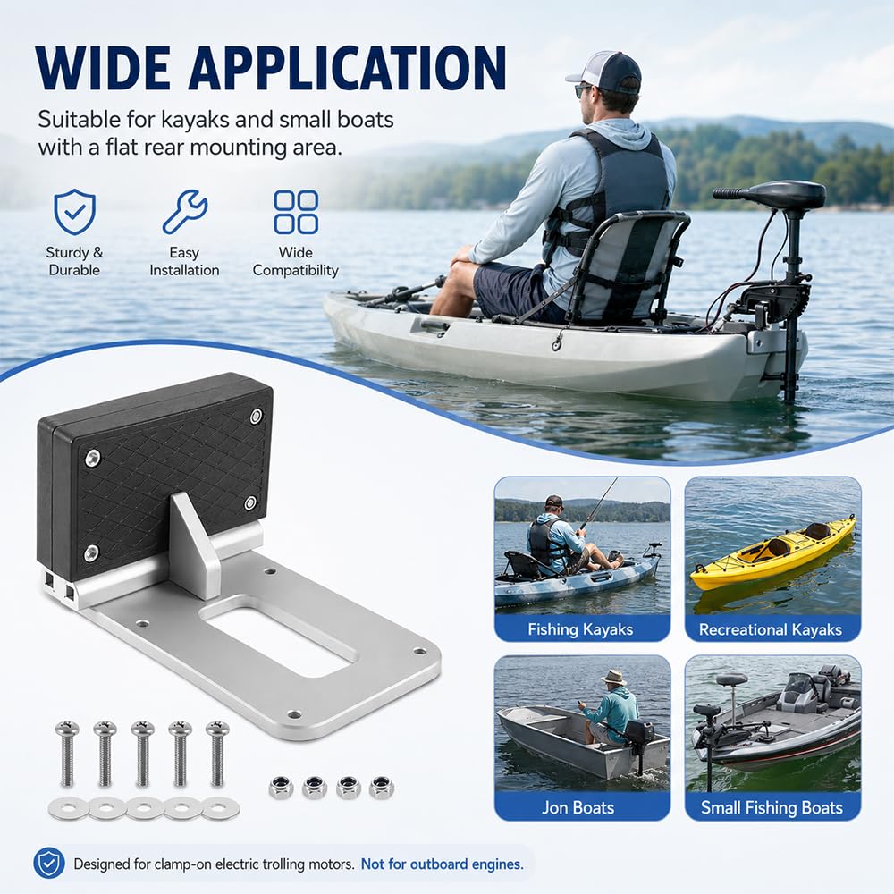 Soporte Motor Kayak para Feelfree Lure 13.5 2015-2026 Montaje Trasero Barco Placa Aluminio Motor Eléctrico Accesorio