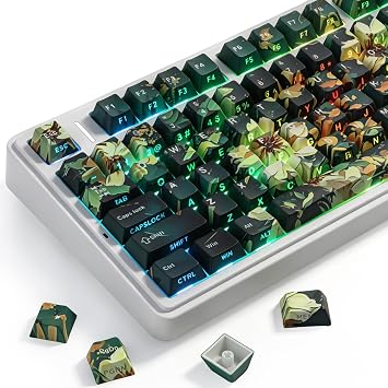 Sunzit Shine Through Keycaps-Kureno, Green PBT Keycaps