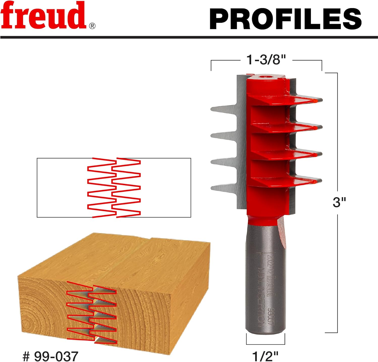 Freud 99-037: 1-3/8" (Dia.) Finger Joint Bit with 1/2" Shank