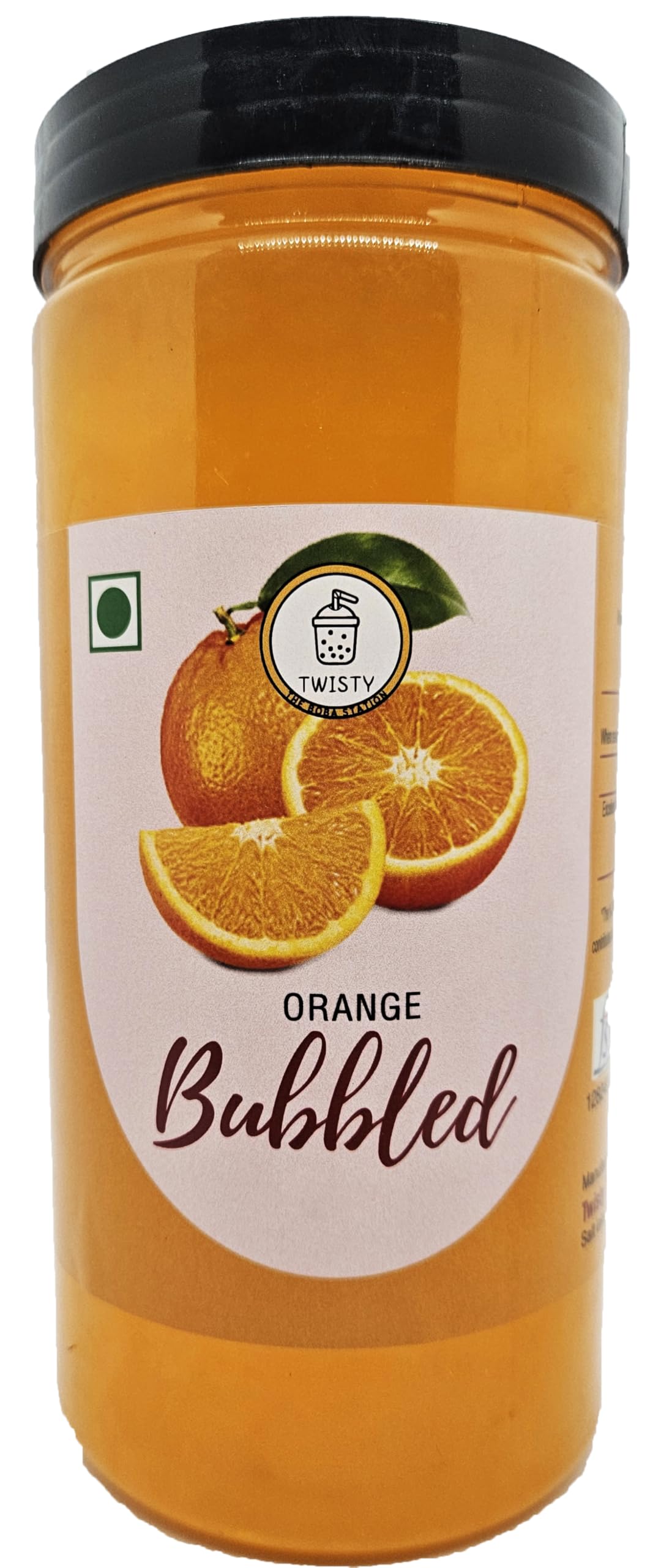 Twisty The Boba Station® Popping Boba for Bubble Tea, Milkshakes, Ice Cream and Yogurt | Boba Tea Variety of Flavors | Boba 1 kg with 10 Pieces of 12mm Straws (Orange)