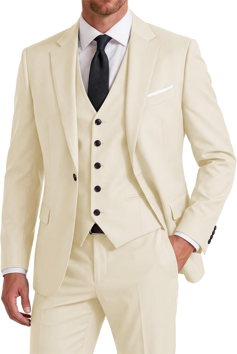 3 Piece Suit Men Slim Fit Wedding Suits for Men Formal Business Prom Blazer Vest Pants Set