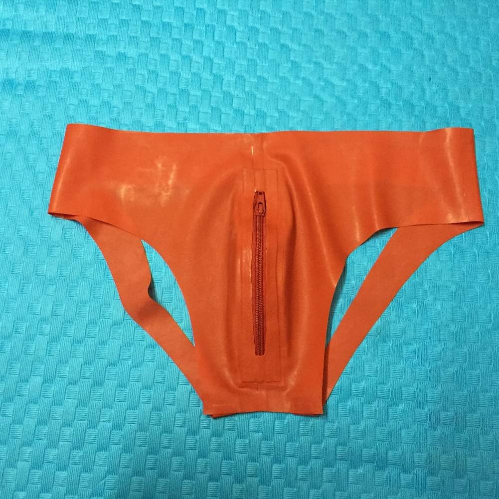 EXLATEX Men's Jockstrap Cup Underwear with Front Zipper for Men Sexy Latex Jock Strap