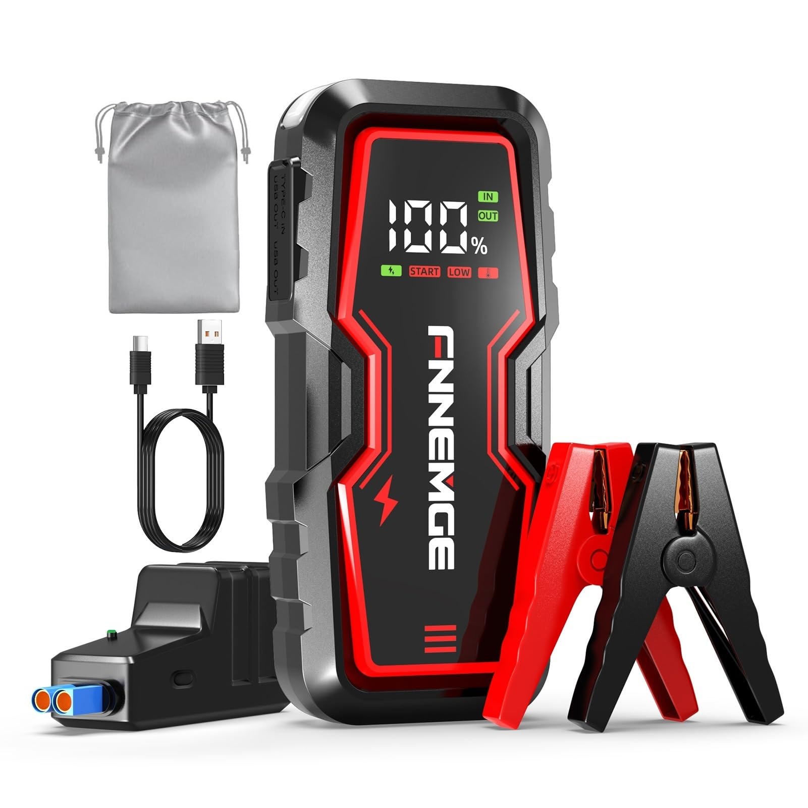 Avviatore Batteria Auto, 6000A Avviatore Emergenza per Auto （Tutti i Veicoli a Benzina o 8,0L Diesel),Avviatore di emergenza, Jump Starter, con di Uscita USB, Luce LED, Schermo Grande HD.