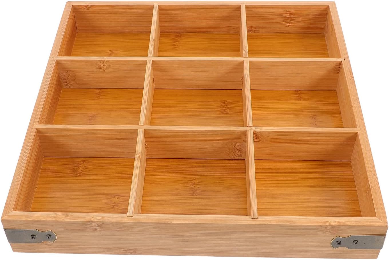 KOMBIUDA Wooden Tea Bag Organizer Box with 9 Compartments, Beige Tea Storage Chest for Office Desk and Home Table Use, Easy to Clean and Organized Storage with Modern Aesthetic Design